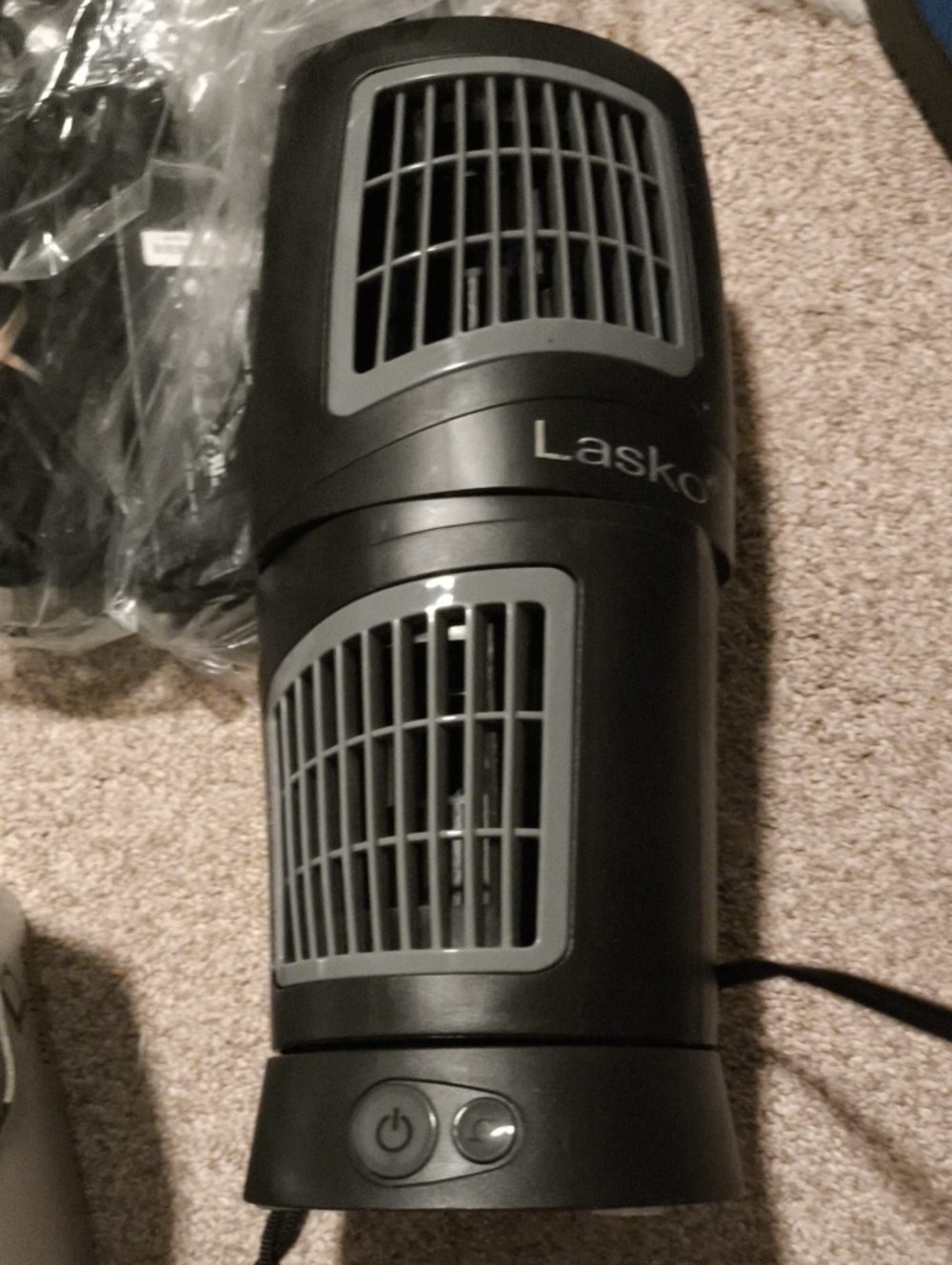 Lasko Black & Gray Personal Tower Fan - Compact Cooling